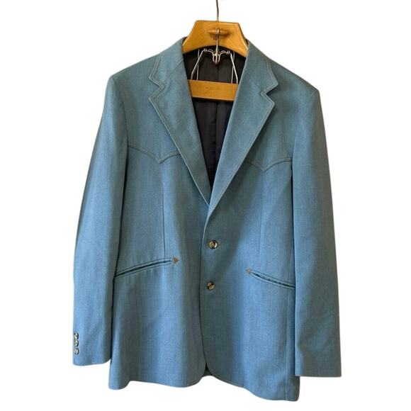 Vtg Panatela Levi's Western Denim Sport Coat Size 42L 70s Country - Picture 2 of 8